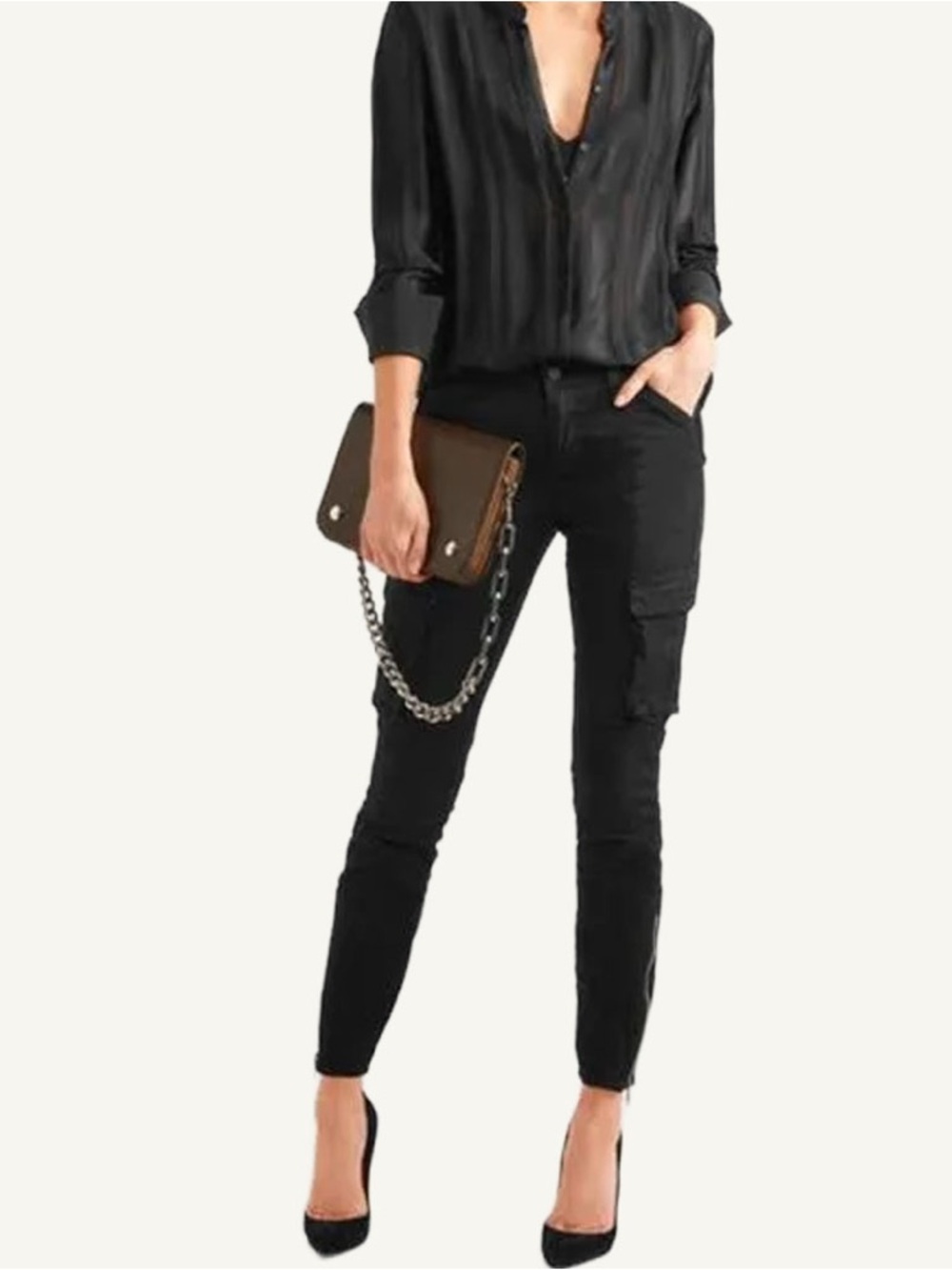 L’Agence Montgomery Moto Cargo Pants Stretch Zip Ankle Size 29